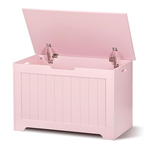 SUPER DEAL Storage Chest, 30 inches Chest Box Organizer with 2 Safety Hinges, Wooden Entryway...