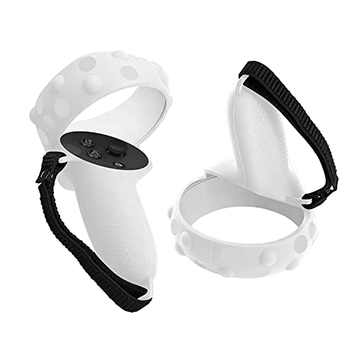 NANW Touch Controller Grip Cover Compatible with Oculus Quest 2, Handle Elastic Knuckle Silicone Straps Protective Skin Case Anti-Throw Handle Protective Sleeve for Quest 2-White