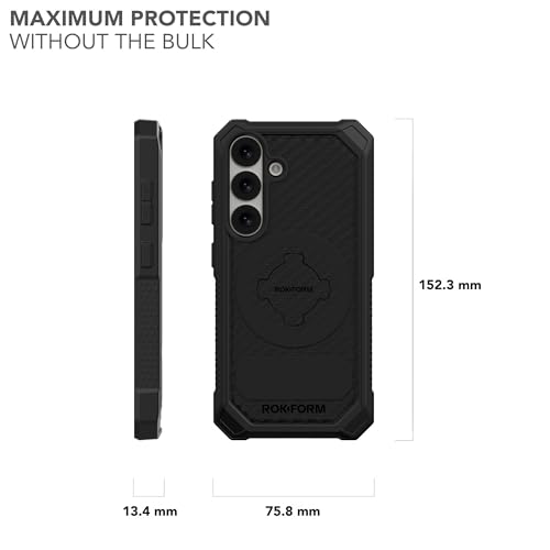 Image of Rokform Rugged Case Compatible with Galaxy S25, Magnetic Cover with Twist Lock, Drop Tested Armor (Black)
