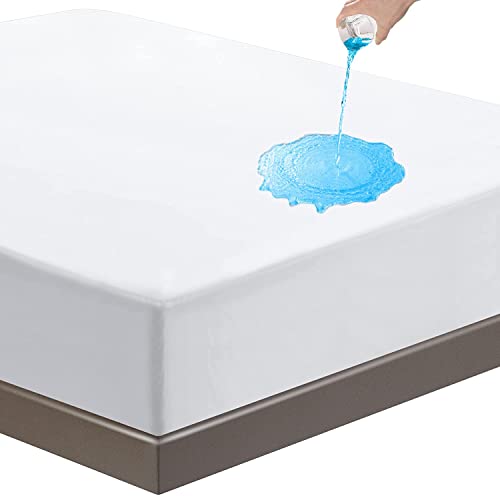 Image of Waterproof Mattress Protector Single Size 75x35 - Waterproof Terry Cotton Mattress Protector /Bed Cover Single Size Bed - Navy Blue Color - Water Proof Mattress Protector for Kids Urine