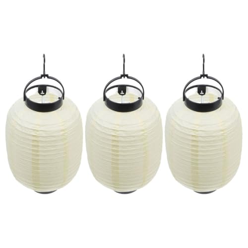 Ipetboom Farolillos Japoneses Decorativos de Papel Beige Plegables Diámetro 15 CM Altura 22 CM Set de 3 Unidades Lámparas de Estilo Asiático para Fiestas Bodas y Decoración Interior y