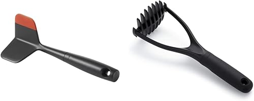 OXO Good Grips Picador de carne molida y buen agarre, triturador de papas de nailon para utensilios de cocina antiadherentes, negro, 1 EA