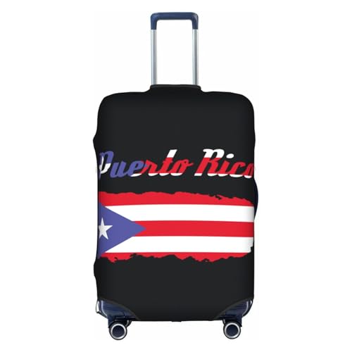 Puerto Rico Flag Map Travel Luggage Cover Elastic Suitcase Protector Washable Baggage Covers For Trunk Case Fits 29-32 Inch Luggage