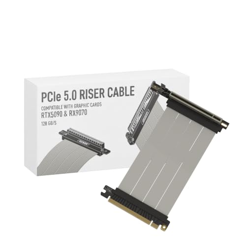 Image of LINKUP PCIE 5.0 Riser Cable | (Open Box) | for Vertical GPU Mount | Right Angle | Graphics Card GPU Ready | Usable with PCIe 4.0 & RX9070 / RTX5090 | 15cm (Total Length: 19cm)