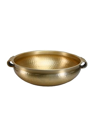 Serene Spaces Living Gold Handi Bowl: Hammered Texture, Decor for
