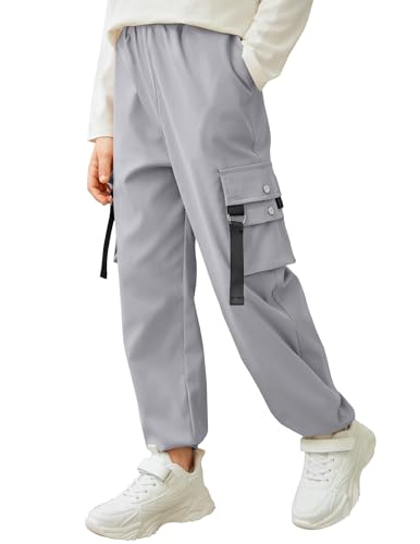 Arshiner Boys Cargo Joggers Pants Kids Elastic Waist Casual Pants Lightweight School Pants with 4 Pockets 5-12 Years