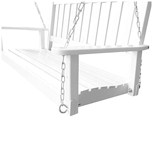 Wood Front Patio Porch Swings Outdoor with Chains Weather Resistant Heavy Duty Hanging Porch Swings 4 Ft, White XL - Image 4