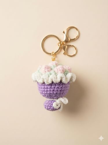 Image of Handmade Crochet Flower Keychain for Bags Keys Purse Backpack Cute Aesthetic Yarn Keyring Bag Charm Handmade Soft Thread Flower Keychain for Girls Women Kids Gifting and Daily Use
