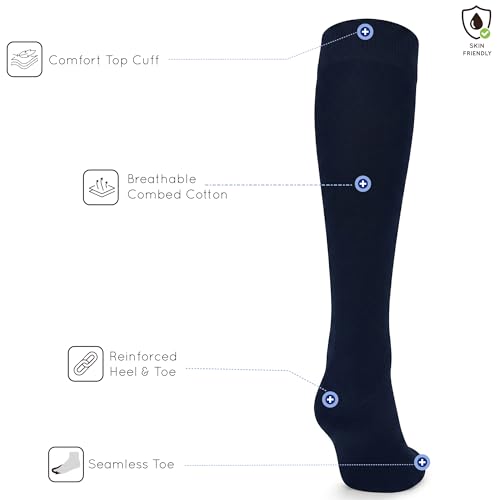 Image of Mysocks Knee High Socks for Women Men Combed Cotton Seamless Toe Tall Long High Socks