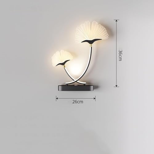 Image of Ginkgo Leaf LED Wall Light 3-Color CCT (Warm + Natural + Cold White) Metal & Acrylic Wall Lamp for Bedroom Living Room Home Decor