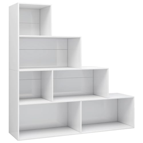 vidaXL Bibliothèque/Séparateur de Pièce, Meuble de Rangement avec Étagère, Armoire à Livres Salon Salle de Séjour Intérieur, Moderne, Blanc Brillant...