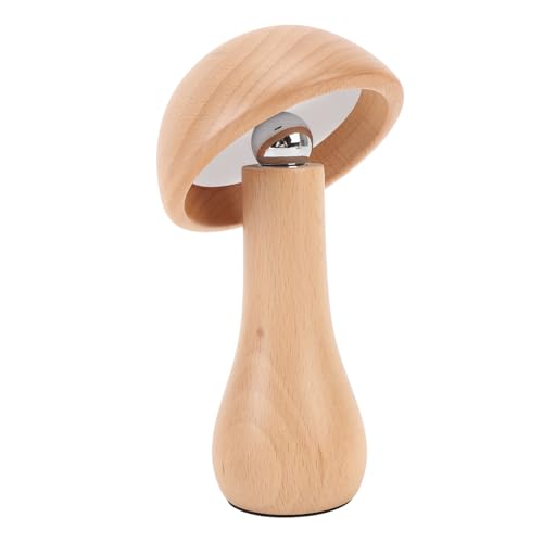 Pongnas Lámpara de Setas de madera: Luz Nocturna con Interruptor Táctil Inalámbrico Portátil, Funciona con Pilas Recargables con Atenuación Continua y ángulo de Rotación de 360 ​​grados