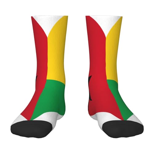 Oudrspo Chaussettes amusantes pour hommes avec drapeau de la Guinée-Bissau, amusantes et colorées à motifs