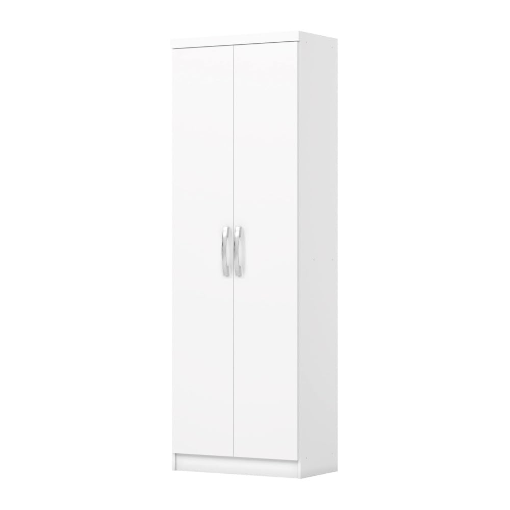 Befara Armario Multifuncional Marga 2 Puertas con 6 Estantes – Blanco 180 cm, Melamina Resistente, Estilo Moderno