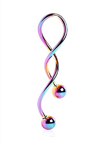 (Anodized Twisted Belly Ring) - Gay and Lesbian Pride Body Jewelry - LGBT Belly Button Navel Rings. LGBT Pride - Gay and Lesbian 316 Steel Barbell