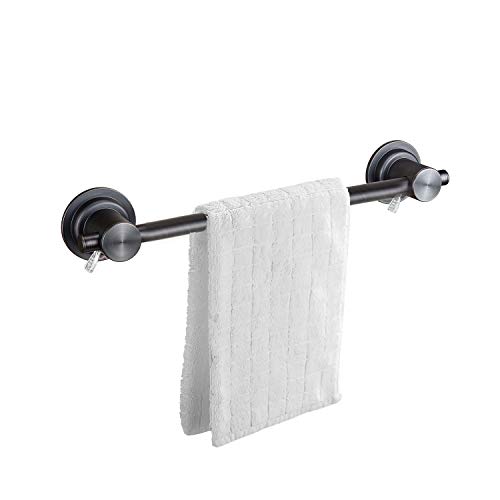 JiePai 16 inch Vacuum Suction Cup Towel Bar,Removeable Shower Mat Rod Shower Door Adhesive Towel Bar Suction Towel Rack (Oil Rubbed Bronze, 16inch)