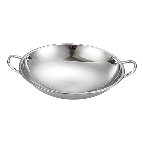 Wok de acero inoxidable con fondo redondo y doble asa miniatura 1