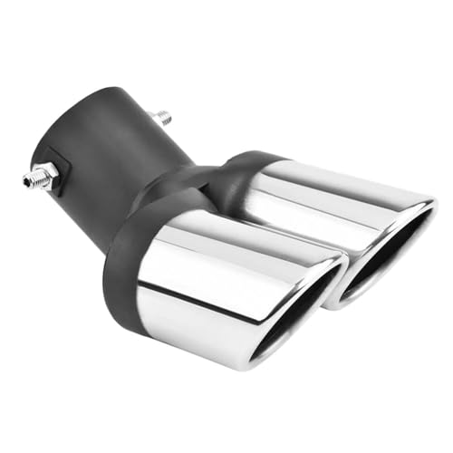 Tuyau d'échappement universel 63mm en acier inoxydable double sortie noir pour look sportif.