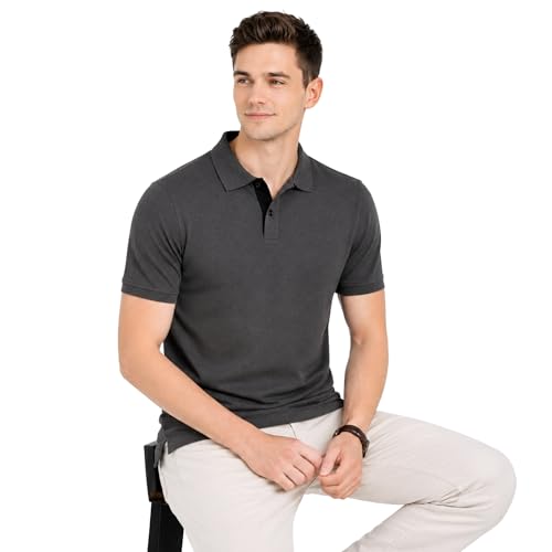 Image of Men's Solid Polo T-Shirt | Short Sleeve | Regular Fit | Soft Breathable Fabric | Casual & Smart Wear | Button Placket Collar Top |