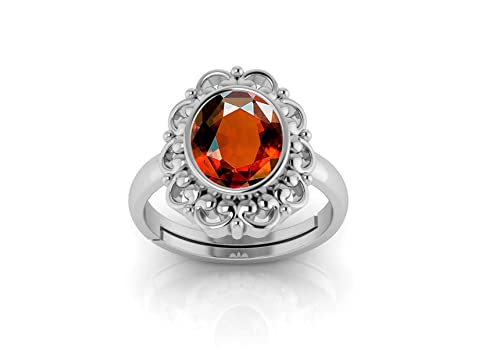 5.00 Carat Hessonite (Garnet) Classic Silver Ring For Wife