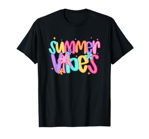 Summer Vibes Colorful Tropical Beach Fun T-Shirt
