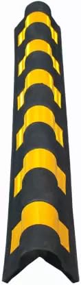 Image of LADWA 1000 mm Parking Safety Pillar Guard, Rubber Bounce Corner Protector with Yellow Reflective Tape for Night Visibility, Suitable for Garage, Basement Parking & Wall Safety (Pack of 6)