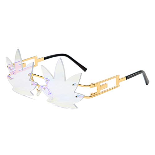 Image of Vintage Punk Sunglasses Men Women 2020 Fashion Colorful Rimless Leaf-shaped Sun Glasses