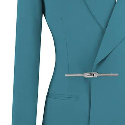 Men's Suit Solid Color 2 Piece Suit Set Shawl Lapel Metal Buckle Blazer Business Wedding Formal Attire3