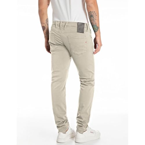 Replay Herren Jeans Anbass Slim-Fit Hyperflex Colour X-Lite mit Stretch, Grau (Moon Grey 604-1), 33W / 32L – Ansicht 2