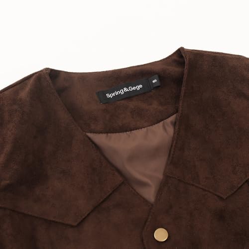 Spring&Gege Boys Suede Sleeveless Suit Vest Western Vintage Cowboy Waistcoat4