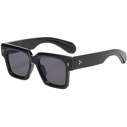 Onrtry Thick Square Frame Sunglasses for Women Men Trendy Chunky Rectangle Sun Glasses Black Shades UV Protection