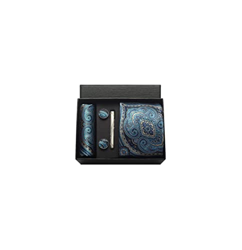 Image of Paisley Floral Mens Tie Formal Necktie Pocket Squares Ties Clips Cufflinks Classic for Men Set