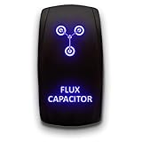 Flux Capacitor - Blue - Laser Etched 5-Pin Double Pole Single Throw Flux Capacitor Maintained ON-Off DPST Toggle Switch 20A 12V
