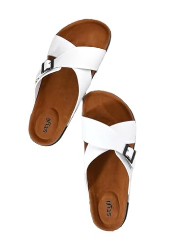 Men 7011851236 Cross Band Platform Sole Sandals 42 White