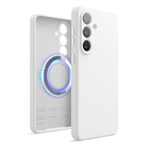 Image of elago Premium Magnetic Silicone Case for Galaxy S26 Plus White | Compatible with MagSafe Accessories, Protective Cover, Shockproof, Slim, Anti-Scratch Soft Microfiber Lining (White)