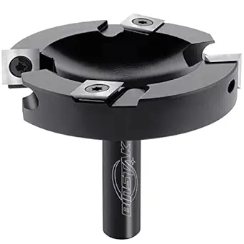 BINSTAK CNC Spoilboard Surfacing Router Bit,1/2 Inch Shank 3 Inch Cutting Diameter, 2+2 Carbide Inserts Slab Flattening Router Bit Planer Bit for Wood Spoil Board Planing