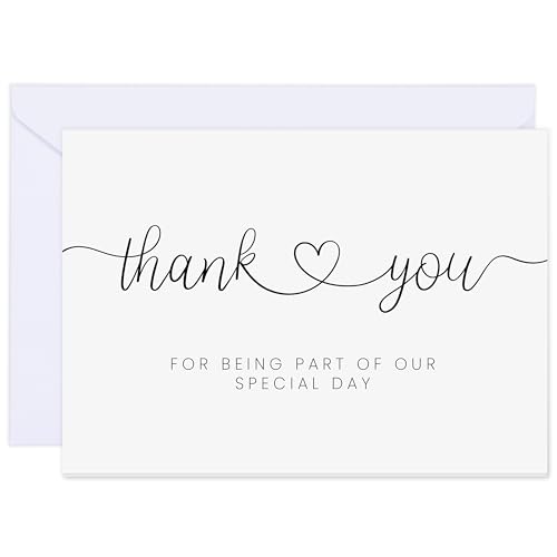 LUXAVELLA 12 PACK Thank You Cards Wedding with Envelopes& Stickers, Wedding Vendor Thank You Card.
