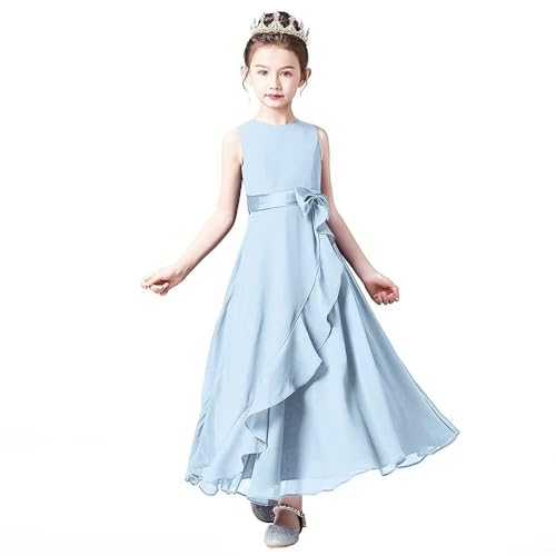 Little Juniors Girl Long Bridesmaid Dress Wedding Flower Girls Formal Pageant Party Dresses Chiffon Sleeveless
