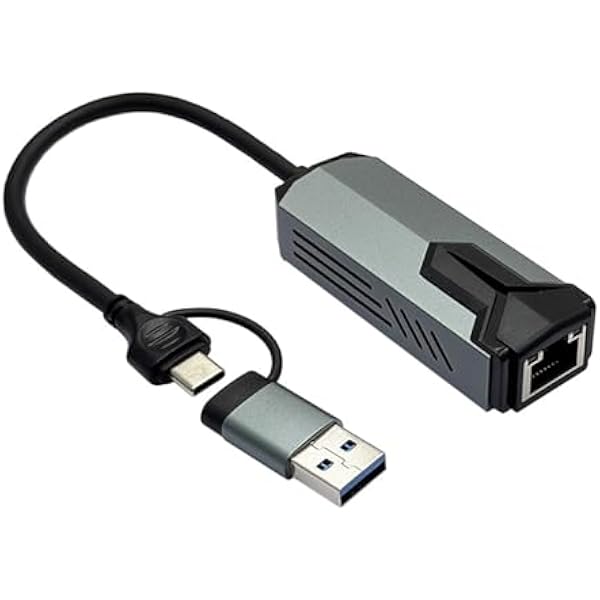 Adapter sieciowy USB C RJ45 5000 Mb/s port gigabitowy aluminiowa obudowa wtyczki i graj do zdalnego komputera z możliwością budzenia adaptera Ethernet