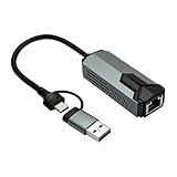 USB C - RJ45 イーサネットアダプタ 10Gbps、アルミニウムハウジング、放熱設計、ラップトップ/タブレット/電話用プラグアンドプレイイーサネットアダプタ