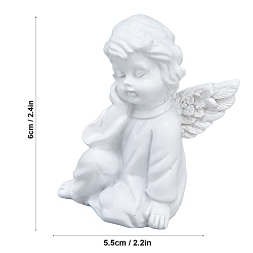 Hapivida White Angel Cherub Statue, 2.2×2.4in Resin Sculpture for Indoor Outdoor Home Decoration(#2), 5.5 × 6 cm - Image 2