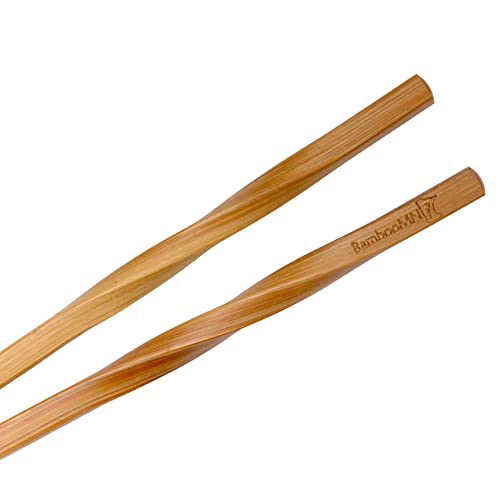 Bamboomn Premium Reusable Japanese Bamboo Chopsticks, Twisted 9 Inch - 12 Pairs #TOP1