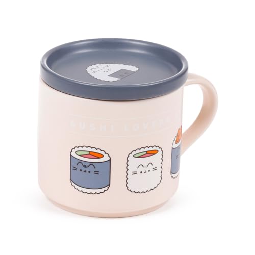 Puckator Ensemble Tasse et Dessous de Verre/Couvercle Porcelaine Pusheen Chat