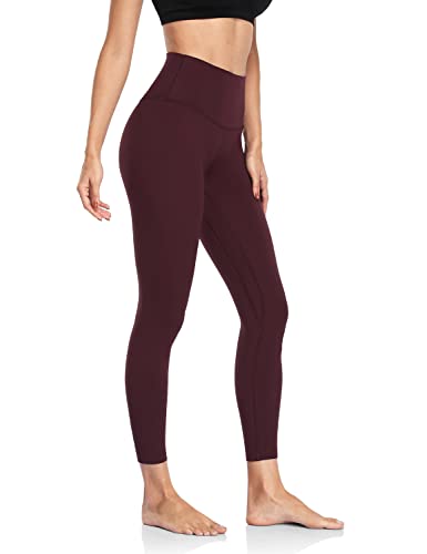 HeyNuts Formerly Hawthorn Athletic High Waisted Yoga Leggings for Women, Buttery Soft Workout Pants Compression 7/8 Leggings with Pockets Cassis L(12)