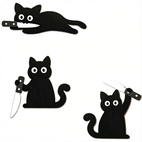 ChayWillow Wooden Black Cat Halloween Decor Set, 3 Pieces - image 1