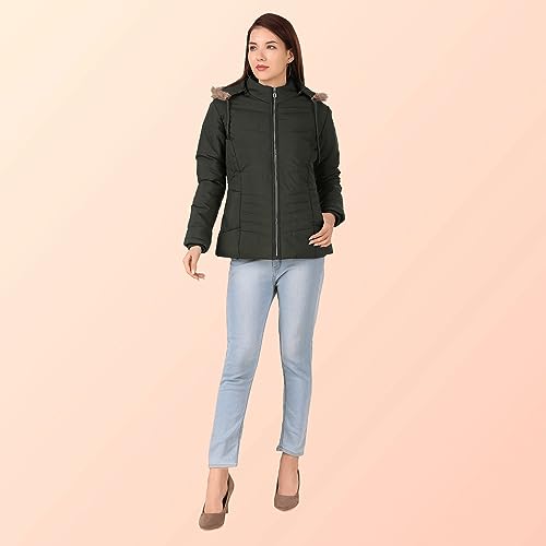 Image of Brazo Girls and Women's Puffer Regular Fit Bomber Jacket For Winter Wear | Hooded Neck | Full Sleeve | Zipper | Casual Jacket For Woman & Girl | Western Stylish Jacket For Women