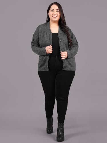 Image of HIFZAA Plus Size Sweater for Womens Woolen Full Sleeve Cardigan 3XL 4XL 5XL 6XL