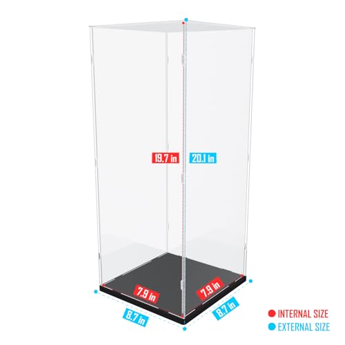 Image of Choowin 20 inch Tall Acrylic Display Case for Lego Statue of Liberty 21042 Display Thickened Clear Acrylic Display Cases for Collectibles Figures Doll Assemble Dustproof Display Box(Black Base)