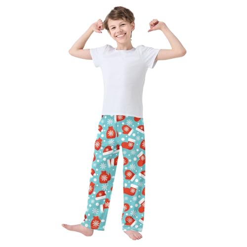 Boys' Pants Christmas Socks Snowflakes Hats Long Bottoms Jogger Pants Elastic Waist Trousers with Pockets S-XL2