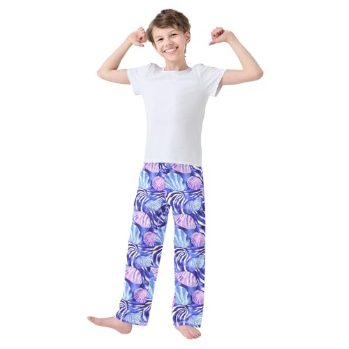 Pajama Pants Blue Purple Seashells PJ Bottoms Sleepwear Lounge Sleep Pant with Pockets2
